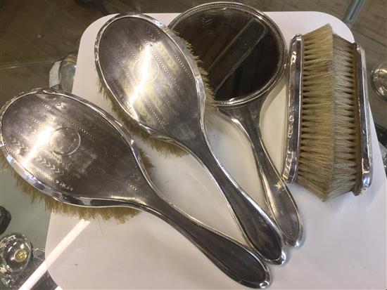 Silver five piece brush and mirror set